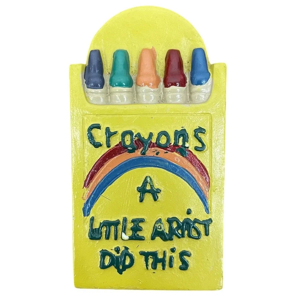 Vintage Crayon Fridge Magnet Teacher Gift Little Artist Did This‎ Resin Flaw